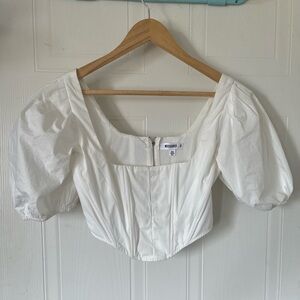 MISSGUIDED White Puff-Sleeve Blouse